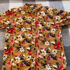 RVCA button up corduroy short sleeve shirt